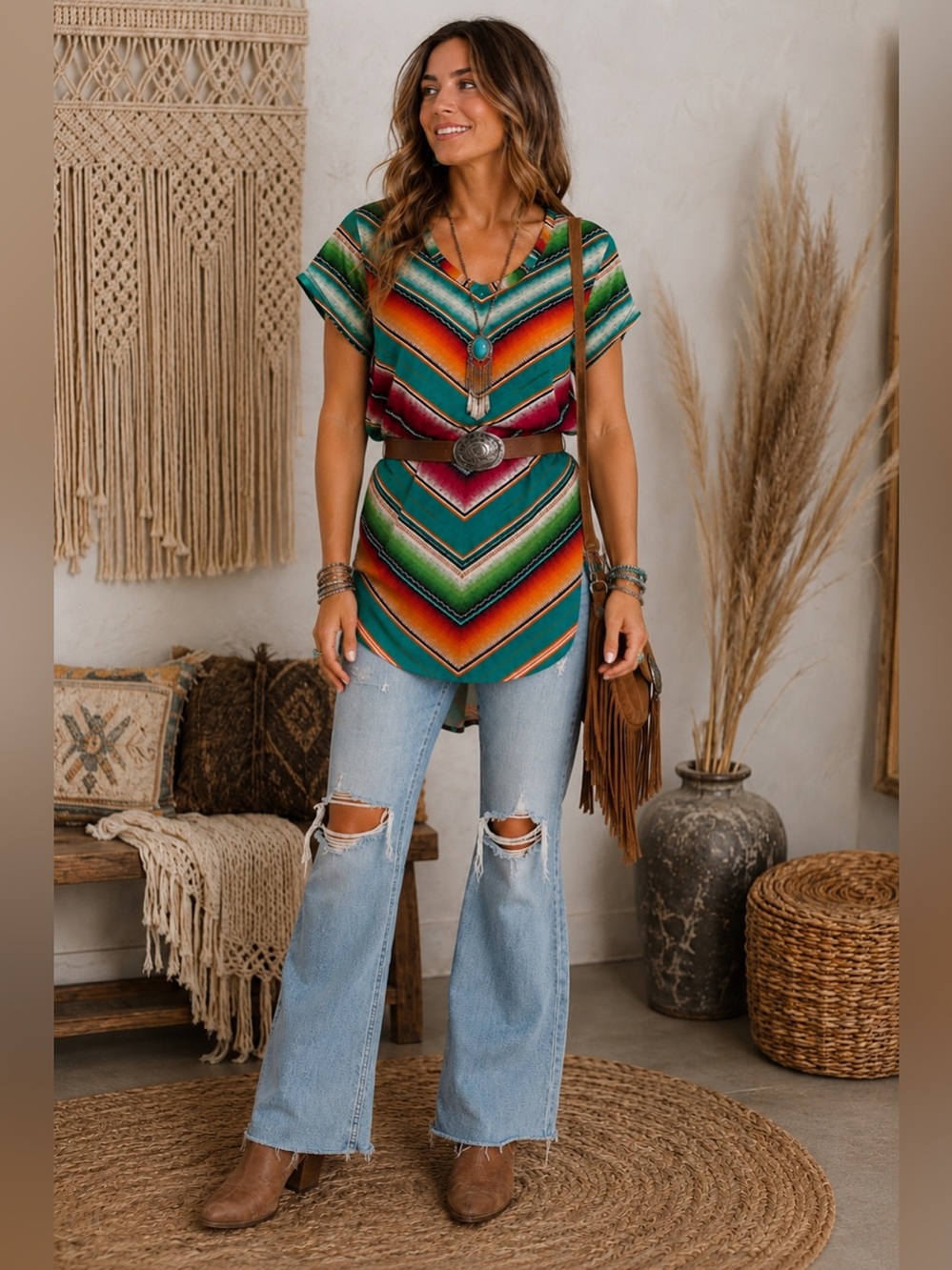 Double D Ranch Serape Print Tunic Top/Western Wear